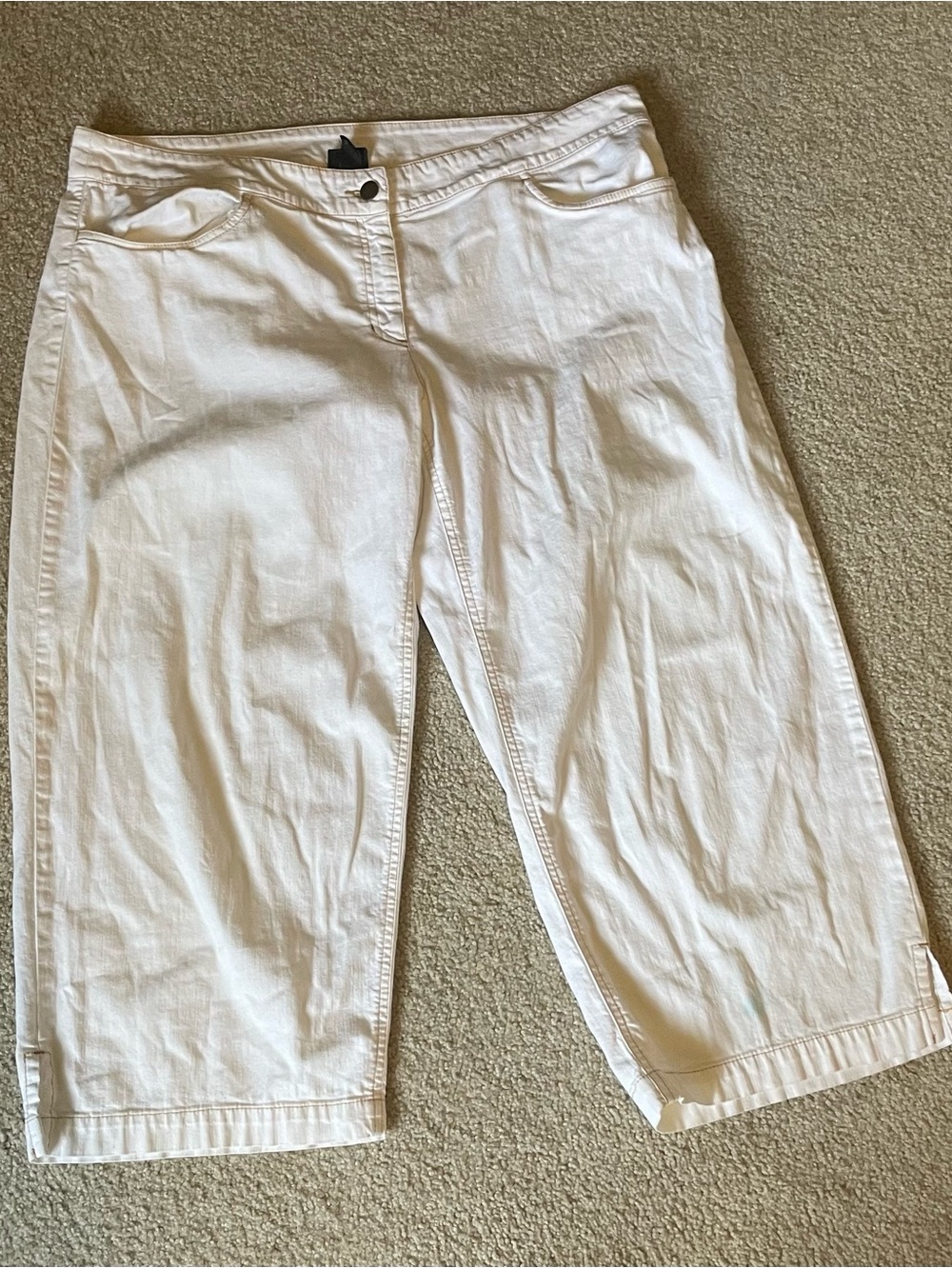 Eileen Fisher White Cropped Wide Leg Pants Size L GUC